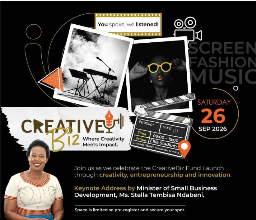 CreativeBiz Fund launch event poster · 26 September 2026