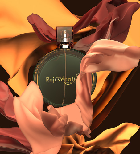 Rejuvenation fragrance product creative with sculptural fabric