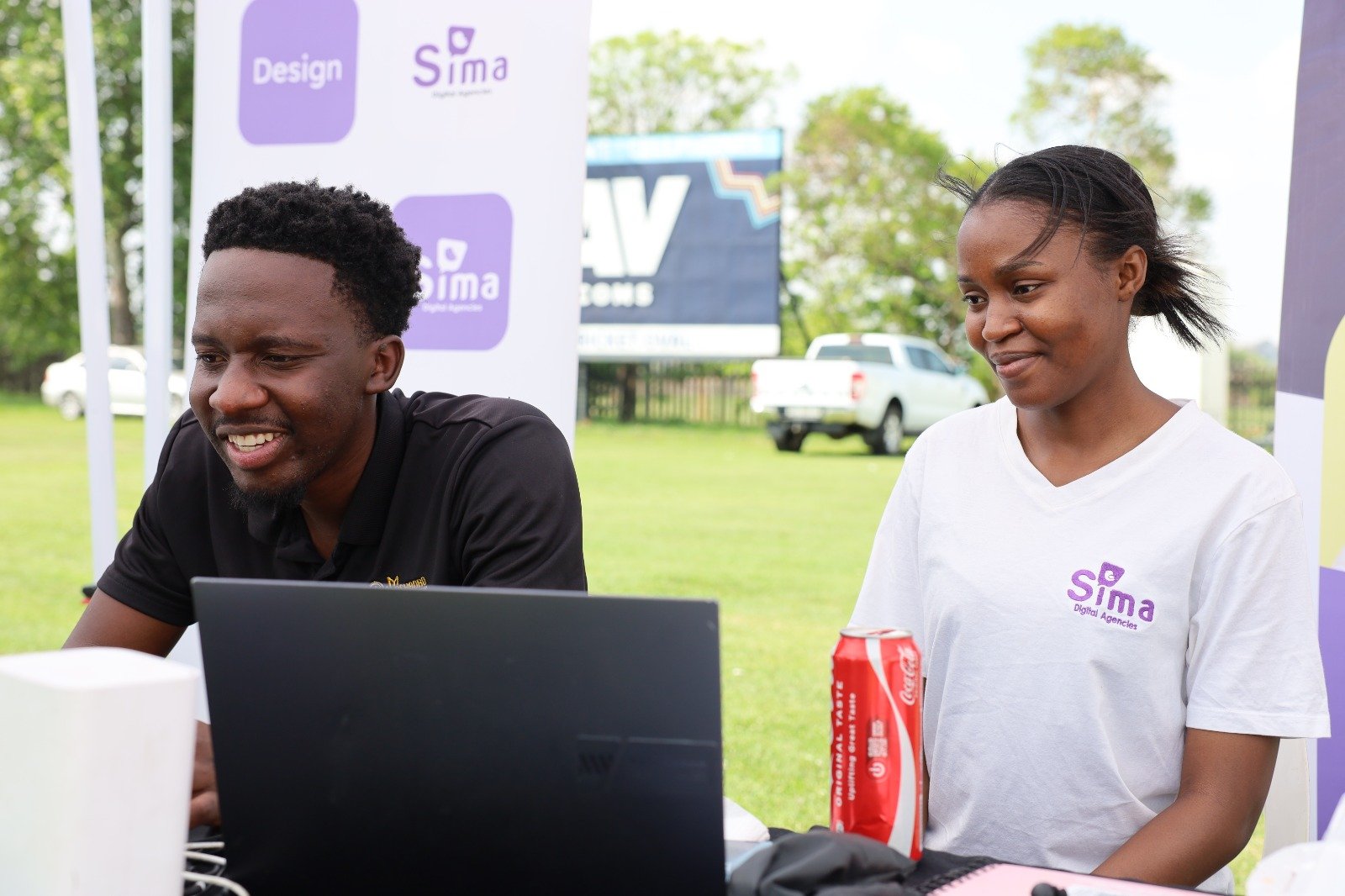 Working together at an outdoor showcase
